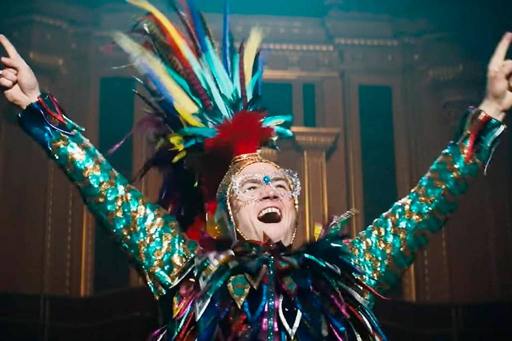 Taron Eagerton plays rocker Elton John in the musical biopic &ldquo;Rocketman.&rdquo; (Paramount Pictures image)